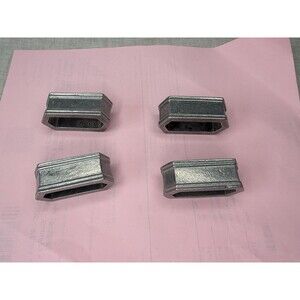 Pewter Rectangular Napkin Rings Holders Set of 4 Vintage Rare Shape